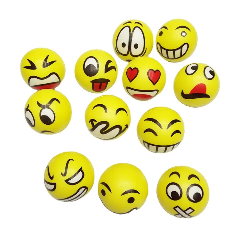 Custom color size yellow Smiley Squeeze Relax PU Foam Anti Stress Ball