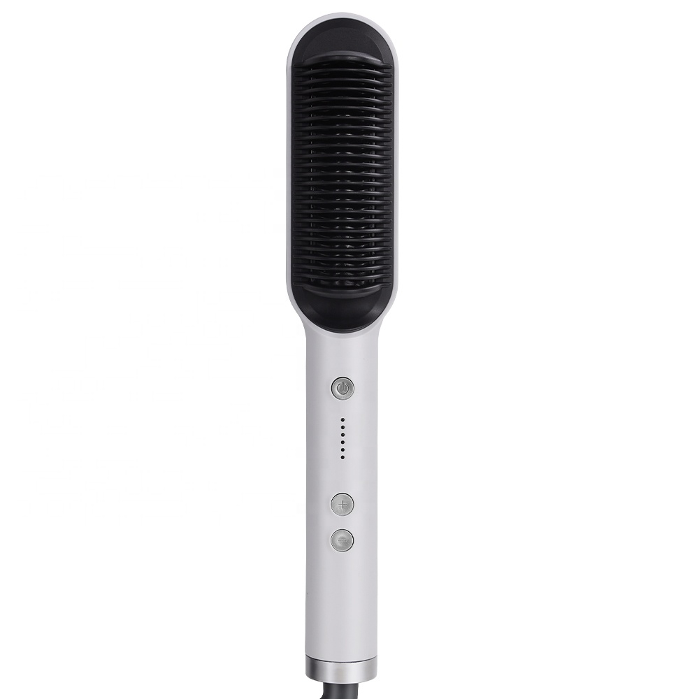 Fast Heating Comb Smooth Electric Hair Straightener Brush Ceramic LED Display Hair Straightener Comb Electric Hair Brush