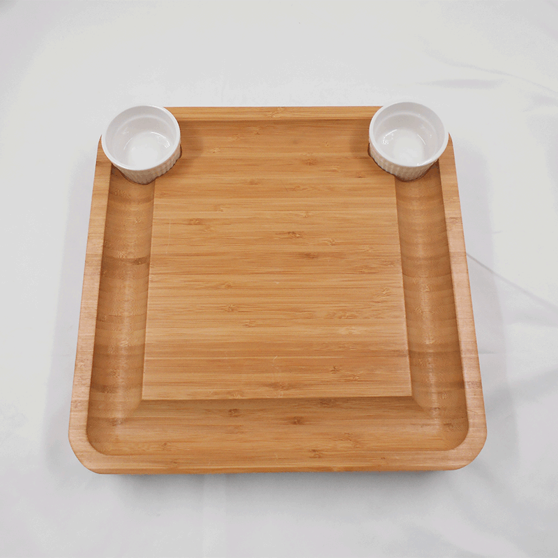 Bamboo Wood Charcuterie Magnetic 4 Slide-Out Drawers Cheese Board Set With Ceramic Bowls And Cutlery Knife