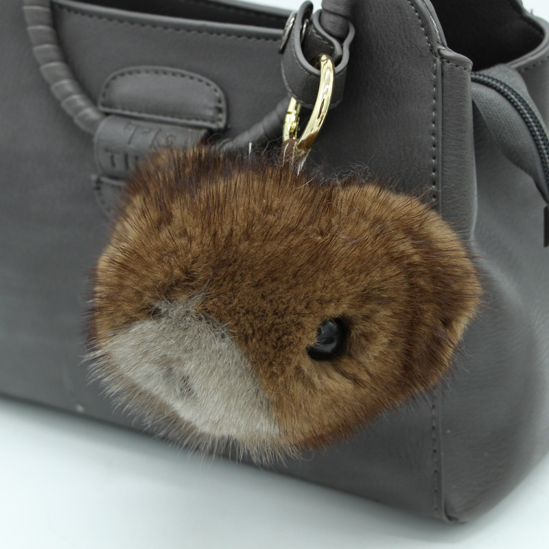 Fashion creative birthday gift mink fur bear fur bag pendant car key ring accessories plush toy