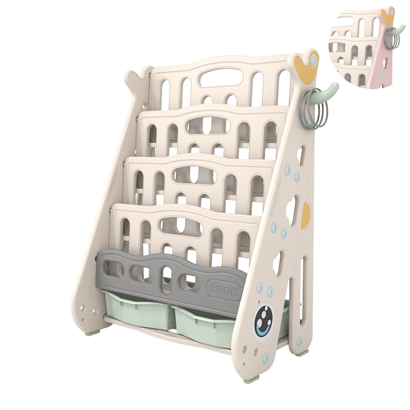 New Design Small Size Non-toxic Manufacture Kids Portable Plastic Bookshelf