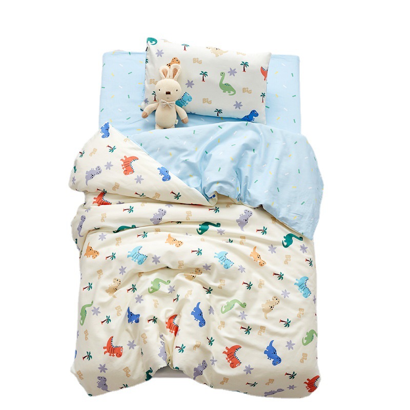Custom Kindergarten Soft 100% Cotton Printed 3pcs Fitted Sheet Mattress Newborn Baby Crib Kids Bedding Set