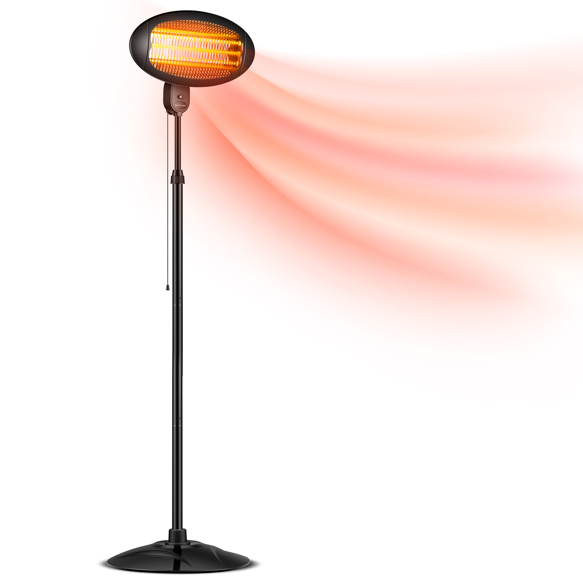 Electric Outdoor Patio Heater Adjustable Height Quartz Heating Waterproof Floor Standing Patio Heater
