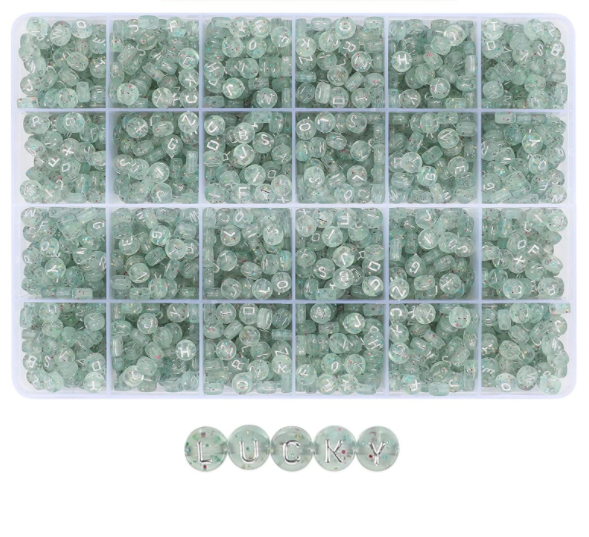 Acrylic Silver Numbers Onion Pink Round Alphabet Letter Beads for Jewelry Making