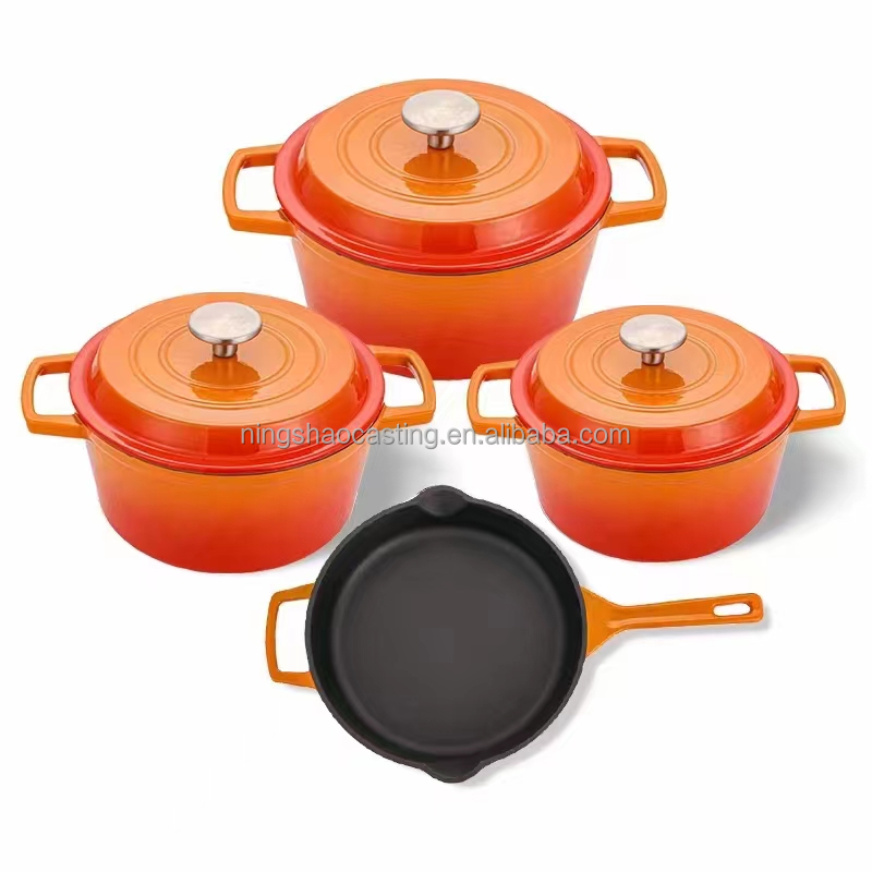 cast iron enamel cookware set