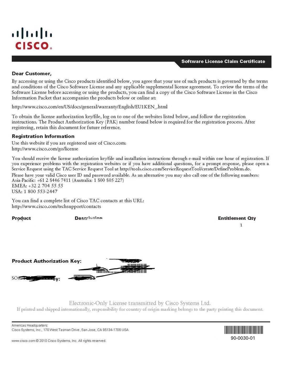 SL-4330-SEC-K9 = безопасности Лицензия для Cisco ISR 4330 серии