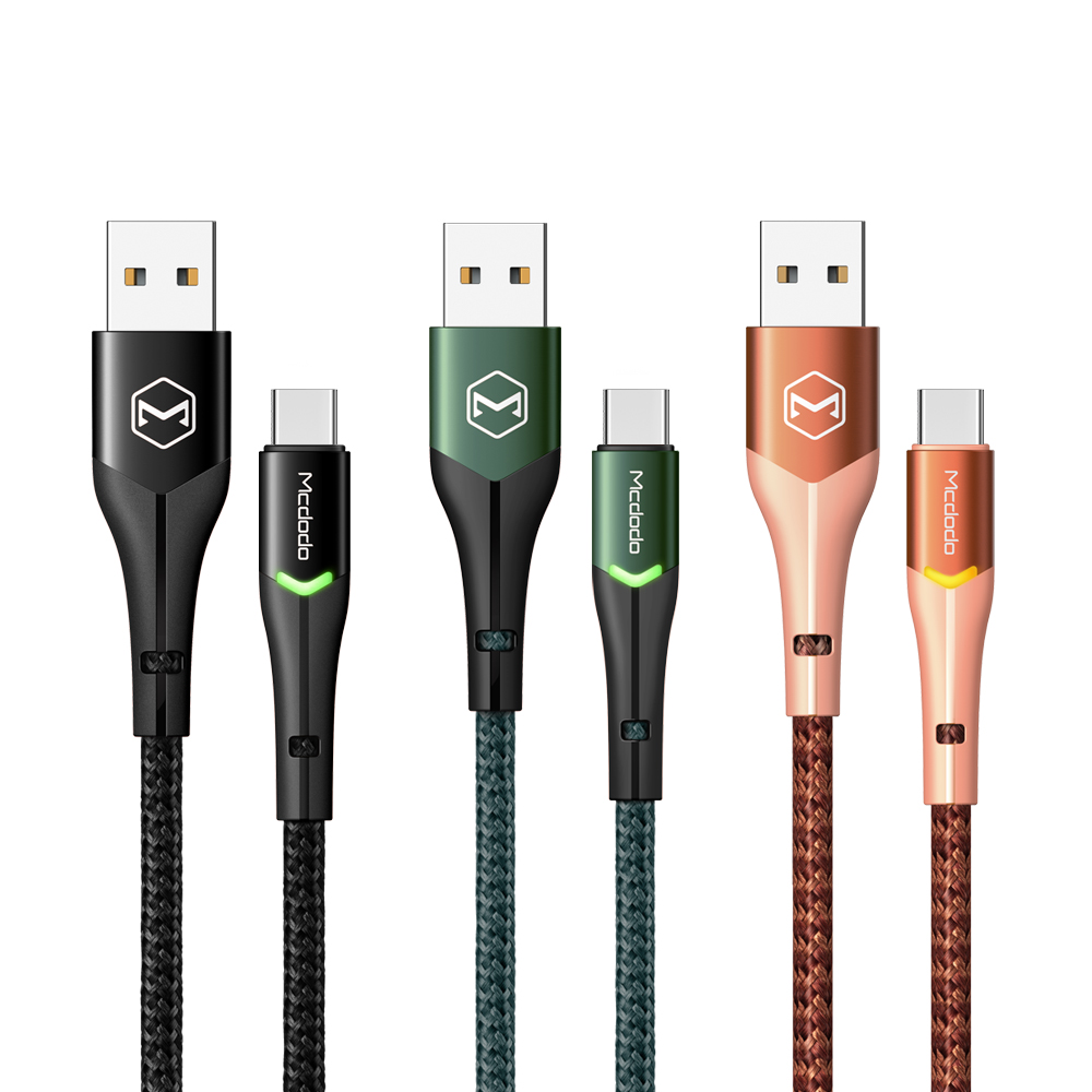 Mcdodo кабели USB-A для USB-C 3A QC4.0 кабель для быстрой зарядки с Красочный Светодиодный Световой индикатор