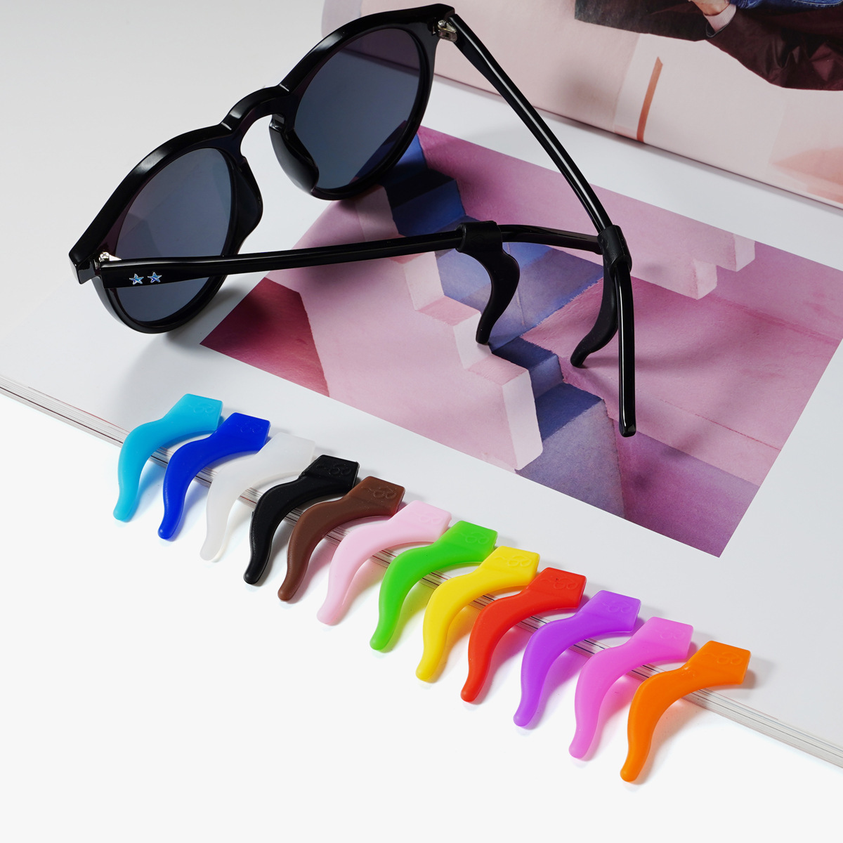 High quality wholesale Candy colors Glasses Tool Kits Accessories Glasses Non-slip Sleeve Silicone Ear Hook Unisex