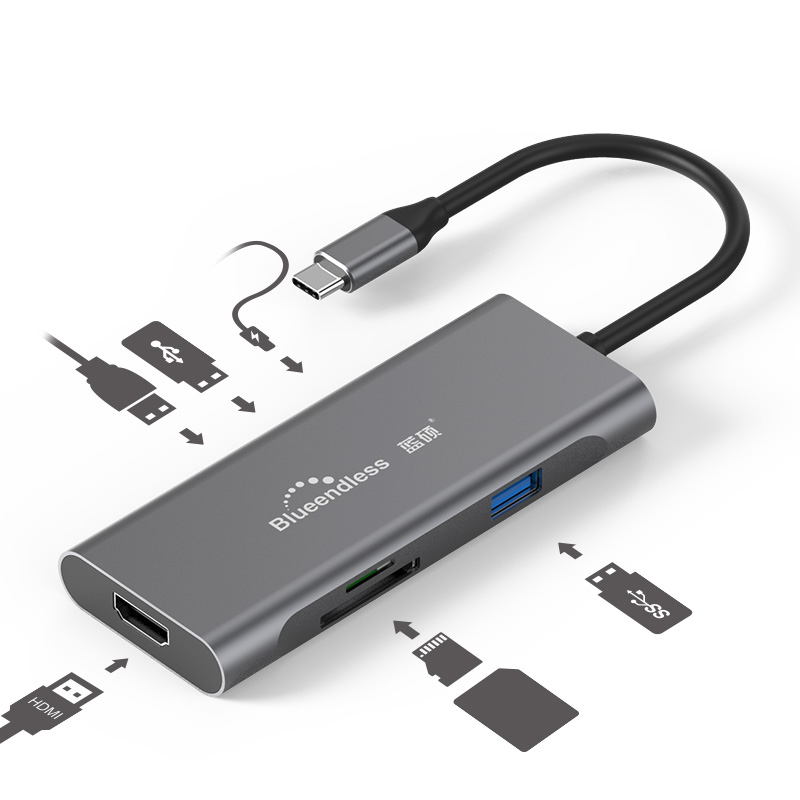 Высокое качество 7 портов Usb3.1 типа C USB концентратор с HdTV/Sd/Tf устройство для чтения карт 7 в 1 Тип C концентратор для портативных ПК