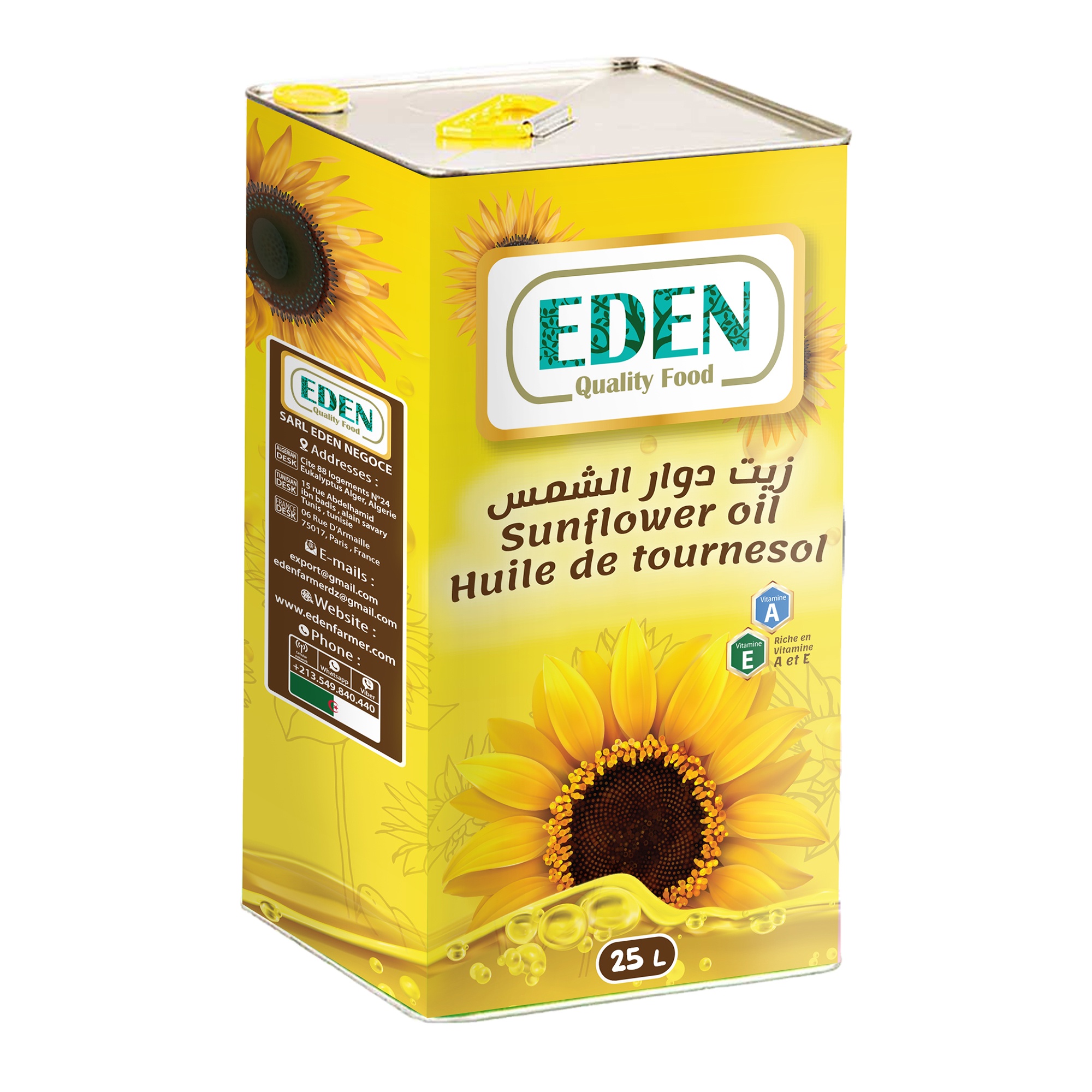 Eden Negoce отличное качество, 99% Чистое рафинированное подсолнечное масло для приготовления пищи, 25 л для оптовой продажи