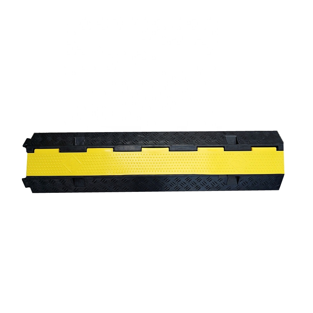 1000X240X44Mm 2 Channel Wire Cord Protective Traffic Speed Ramp Tray Rubber Cable Guard Bridge Ramp Protector