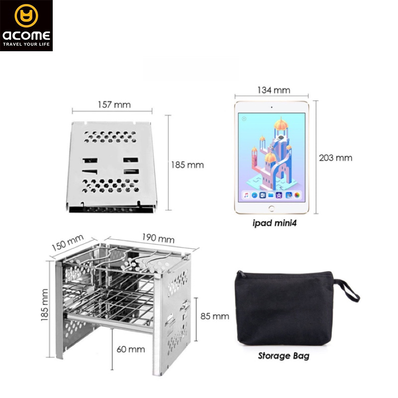 ACOME high quality bbq grills skewers charcoal smoker portable stainless steel outdoor camping travel picnic tools