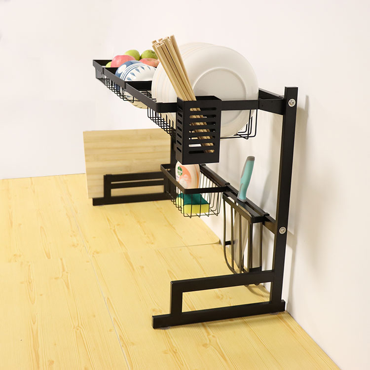 Wholesale Kitchen And Restaurant Two Tiers Stainless Steel Dish Storage Dryer Rack Over The Sink