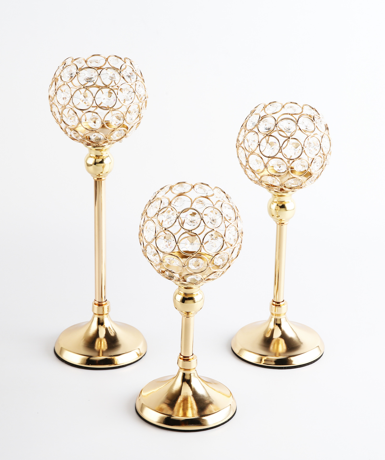ready to ship products Christmas crystal ball luxury 5 size 50 European style wedding holiday silver crystal candle holder