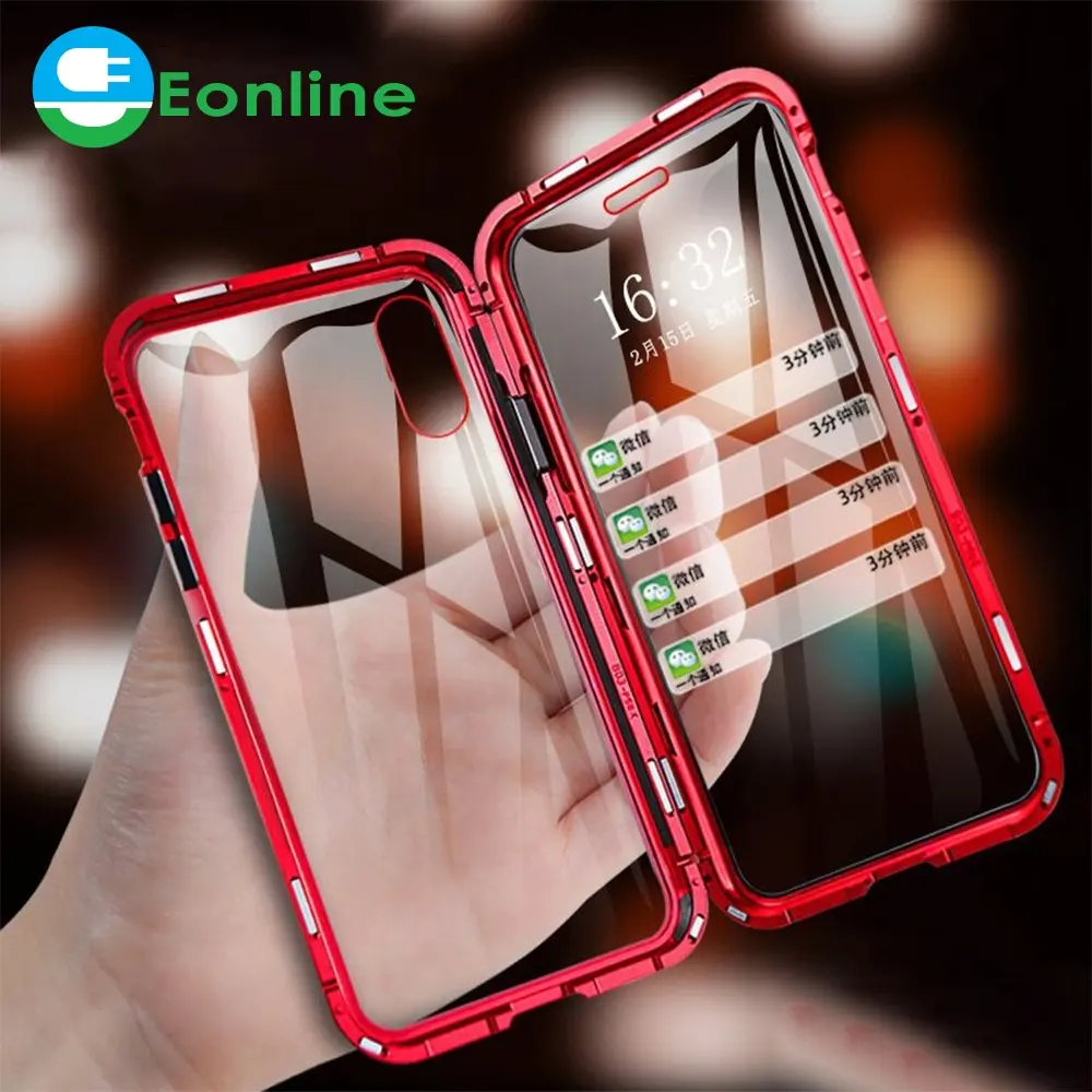 Eonline Магнитный адсорбционный металлический чехол для телефона iPhone 6 6s 8 7 Plus X двухсторонний стеклянный Магнитный чехол для iPhone X XS MAX XR C