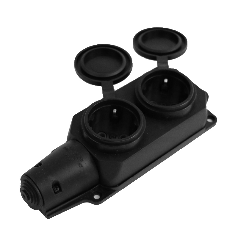 UNIVERSAL IEK EKF TPLAST French Type 2 Way Industrial Rubber Socket 16A 2P+PE with Cover