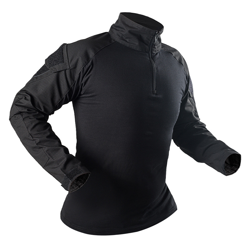 Manufacturers For Customs Clothes Mens Long Sleeve Crew-Neck Tactical T-Shirts Elastic Ripstop Hunting Combat Tops Nylon Tees