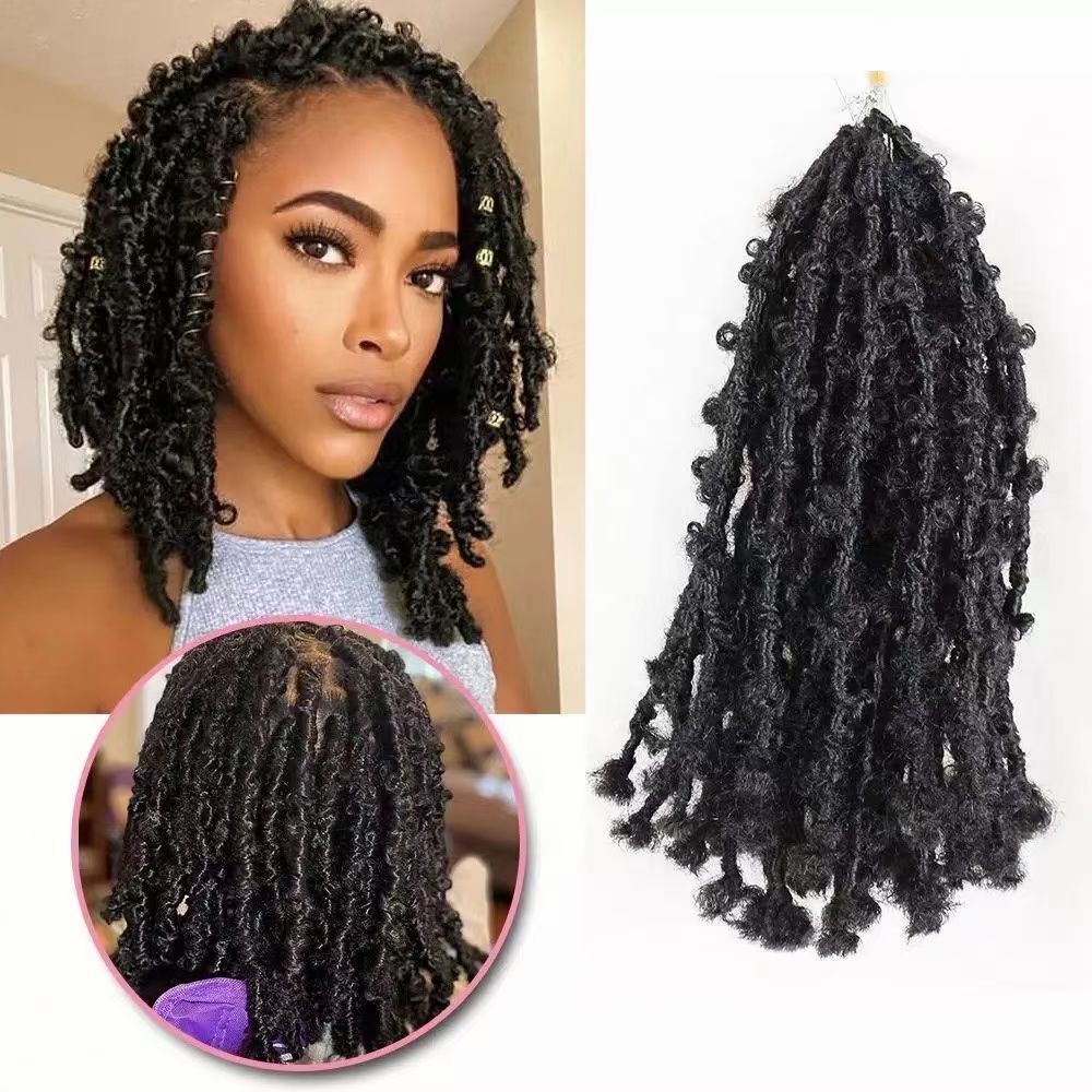 Бабочка Locs накладные волосы на крючке, 12 дюймов предварительно петли Проблемные Locs вязание крючком косы бабочка Locs синтетические пряди для наращивания волос