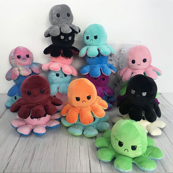Hot Reversible Flip Octopus Stuffed Plush Doll Colorful Soft Cute Best Children Gift Home Reversible Octopus Toys