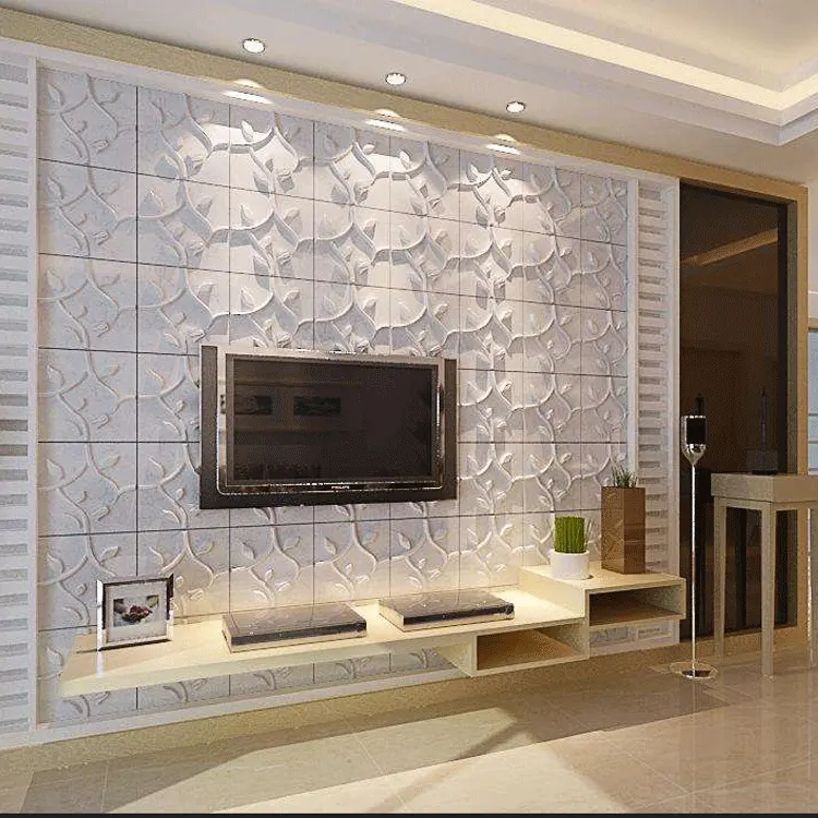Non-asbestos Interior Decoration Eco-friendly Leather Colorful 3D Texture Fiber Cement Wall Panel