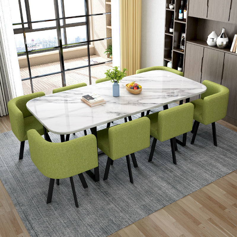 Dining chair dining table glass marble dining table set Nordic luxury modern home rock plate combination factory wholesale