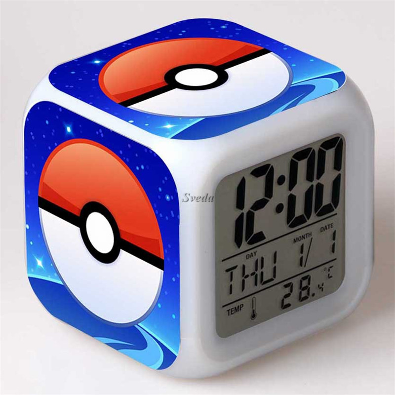 Wholesale Pikachu Digital Alarm Clock Colour changing cube clock