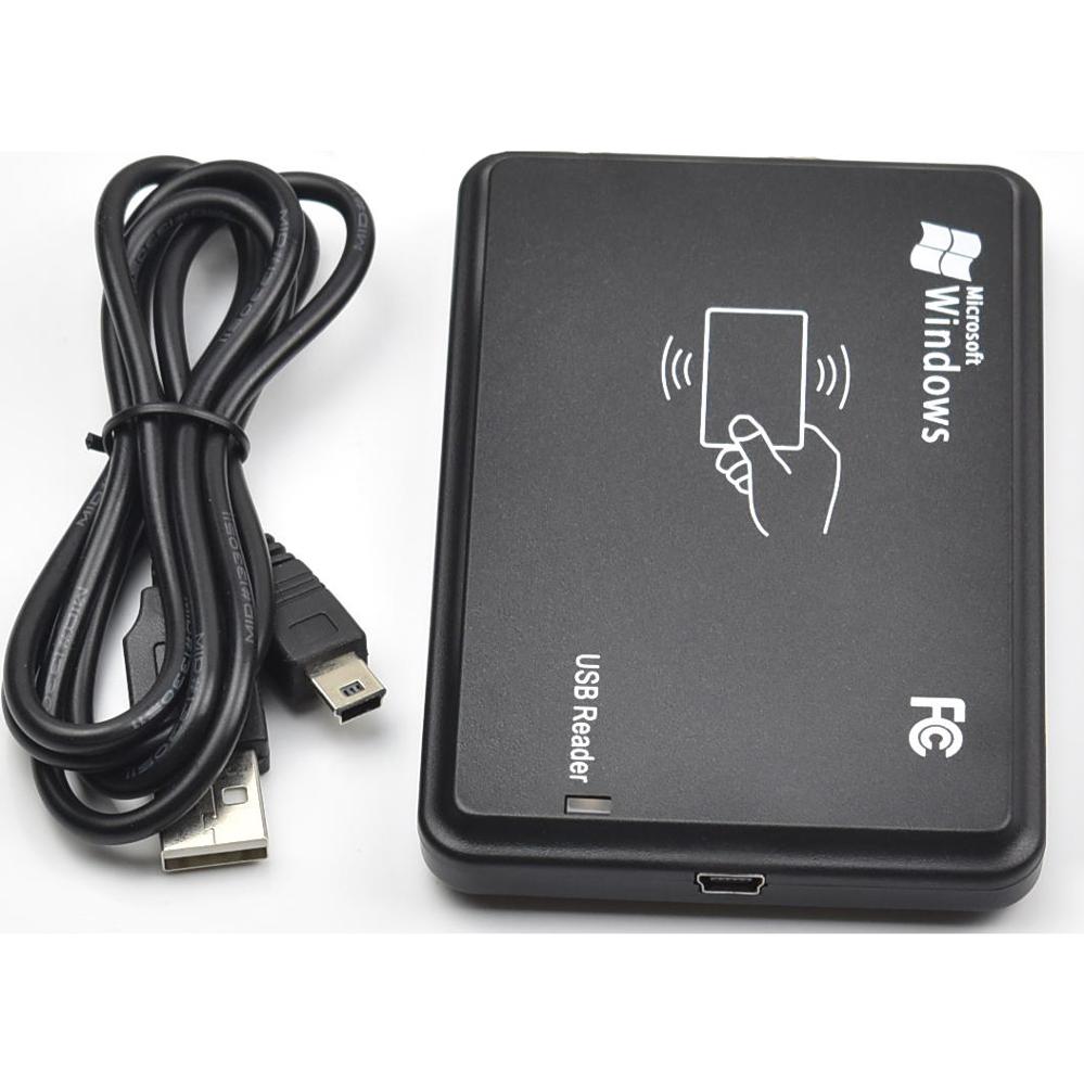 Чёрный 13,56 mhz ISO 14443A считыватель с USB-кабелем