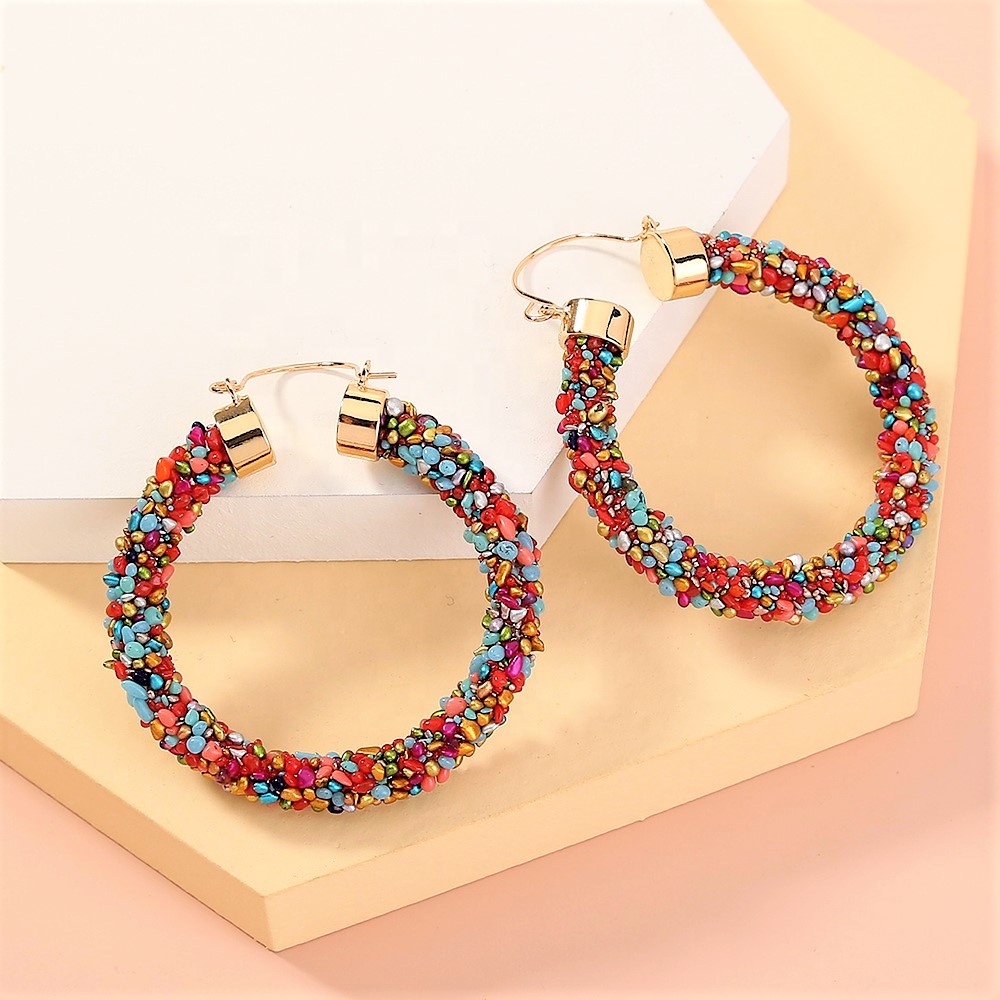 Fashion new products popular earrings temperament exaggerated color big circle personality ladies earrings factory direct sales