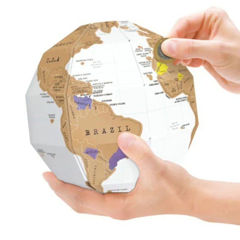 3D Stereo Scratch Assembly Paper Globe World Map Ball for Travel Kid Child Toy Gift Personalized Geography Educational Supplies