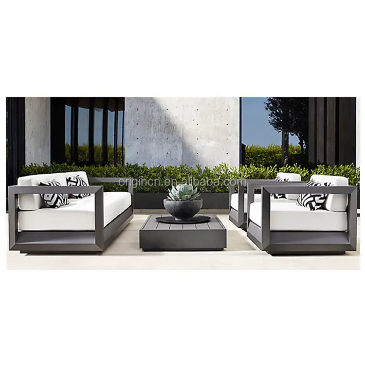 Aluminum outdoor furniture classic style 3 seaters and single chair handcrafted metal best sofa set