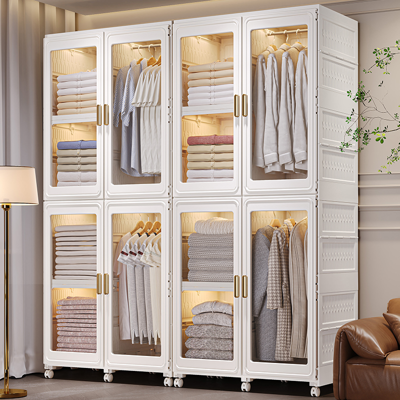 Rmier Modern Wardrobe Children Adults Small Wardrobe Storing Clothes Folding Box Home Use Plastic Material Storage Cabinet