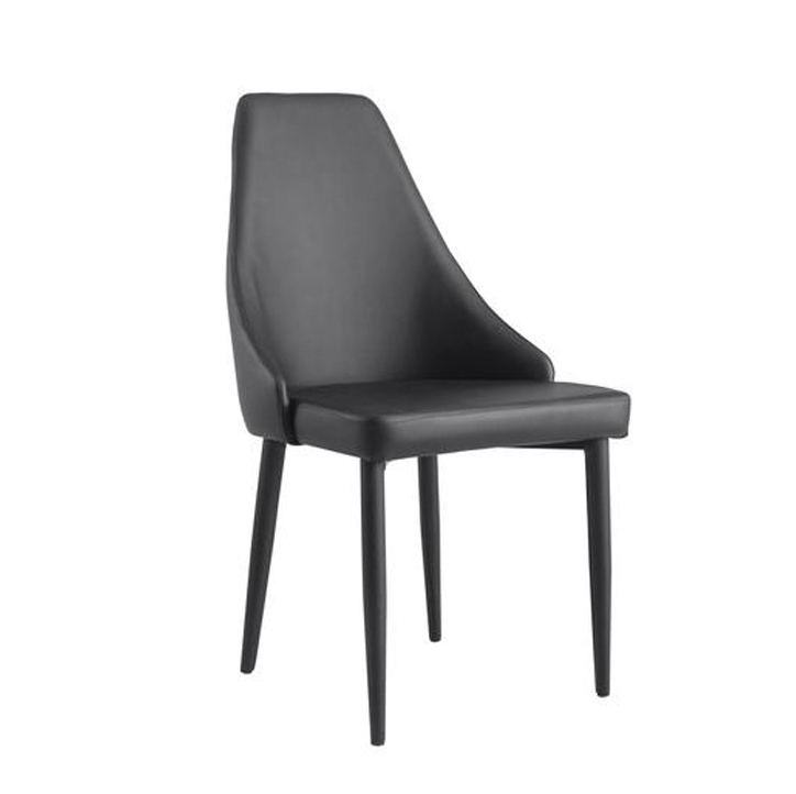 Comfortable Modern High Back Leisure Restaurant Chairs Leather PU Upholstered Dining Chairs with Metal Legs