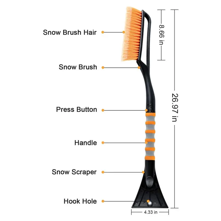 car snow brush ice scraper integrated