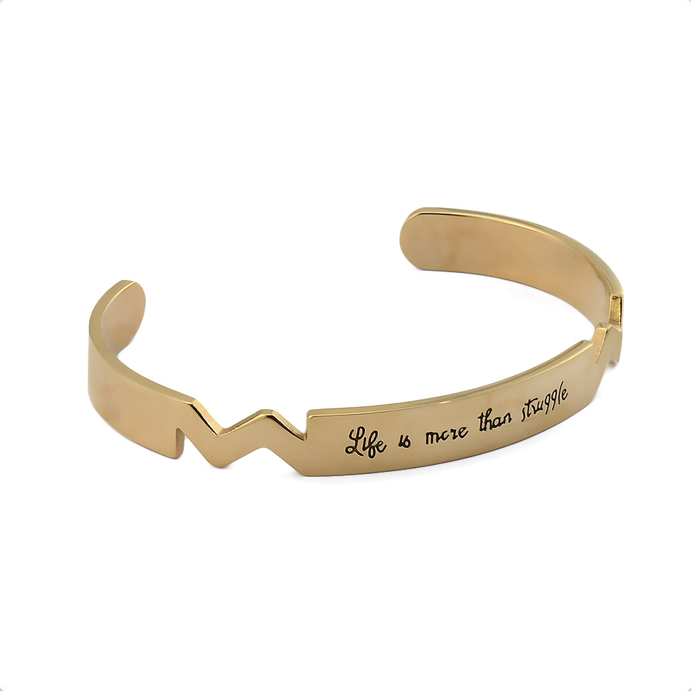 Customized Charm Bangles Custom Stainless Steel jewellery bracelet C Shape Engraving Words jewelry arm cuff