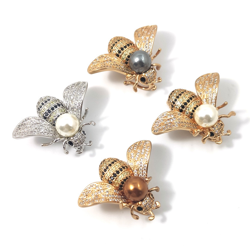 luxury brooch pins high quality brass jewelry full cz pave bee brooches women