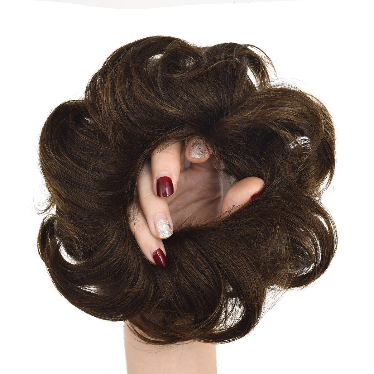 Women and Girls Curly Chignon Human Hair Bun With Rubber Band Human Hair Messy Hair Bun