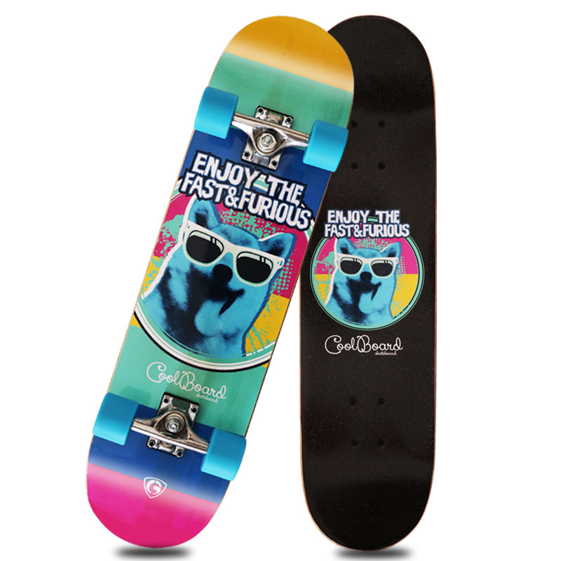 Skateboard Double Kicktail Board Maple 4 Wheel Teenager Adult Sidewalk Skating Street Matte Surface Board