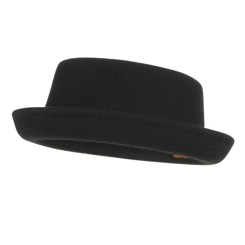 GEMVIE Vintage Pork Pie Hat Men Wide Brim 100% Wool Felt Fedora Hat Women Church derby hat