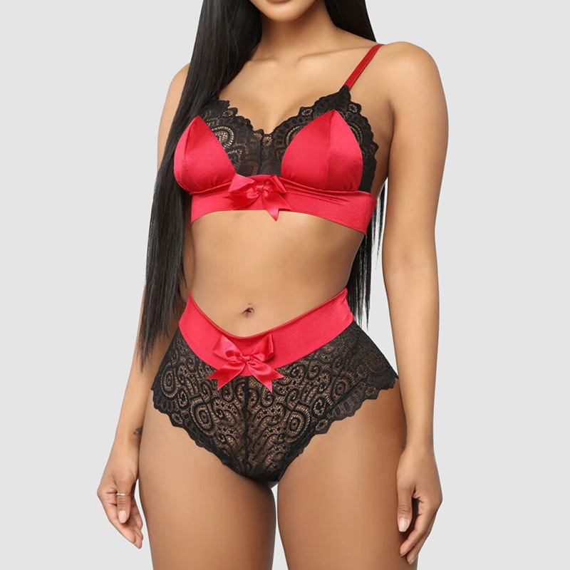 JUNXI Seamless Womens Back Closure Polyester Push Up Bra Flower Patterns Lace Briefs Bra Set High Quality Sexy Lingerie Set