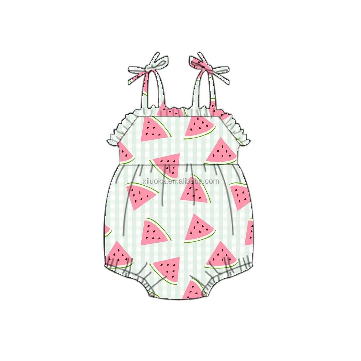 Новый дизайн, летняя одежда для малышей, комбинезон для маленьких девочек с принтом арбуза