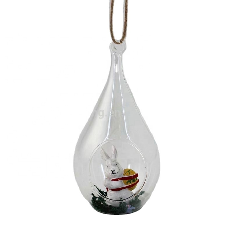 china New spring Cute Rabbits Design High Transparency Pyrex Glass opening Dome with Base for home decoration
