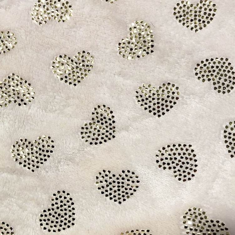 100% Polyester faux fur fabric plush low pile foil printed fabric flannel fleece