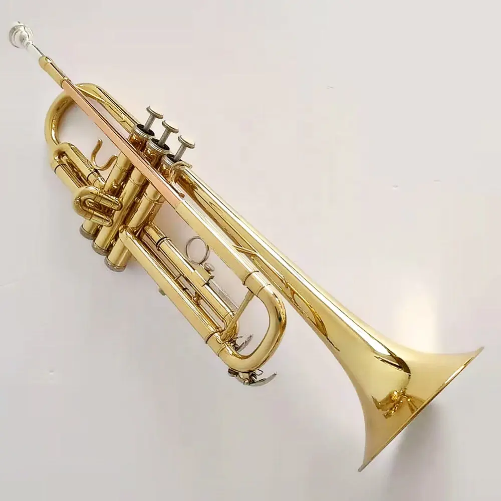 High quality brass lacquer gold trumpet instrument