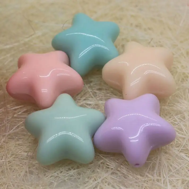 Beautiful Chunky Loose Star Beads Five Colors Half Hole in Middle 130Pcs/bag Cheap for Kids Decoration Parts