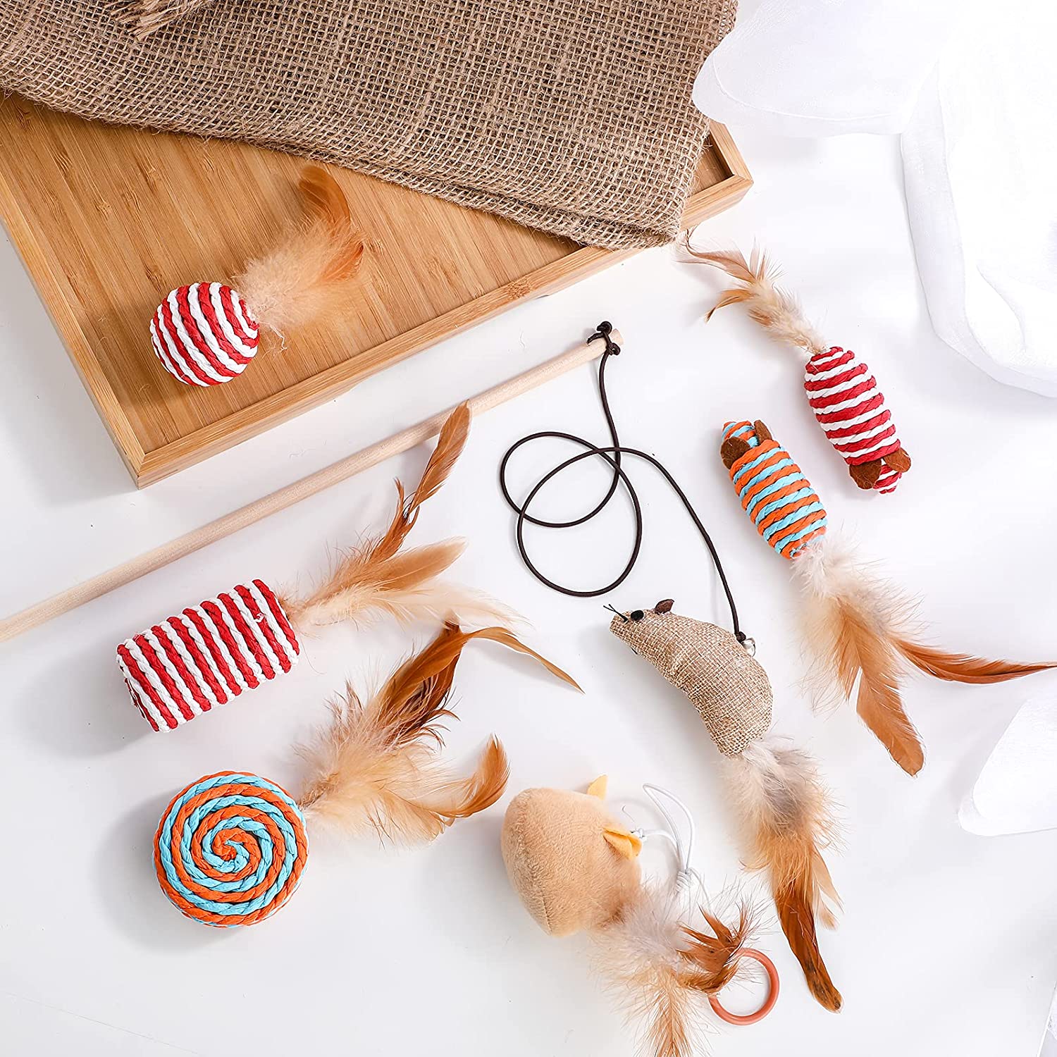 Cat toys 7-piece pet sisal toys cats love to play educational toys alantia
