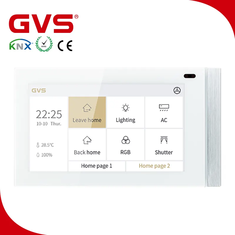 Guangzhou Factory KNX/EIB GVS KNX Smart Home Solution Lighting Curtain Scene Function Control Touch Screen 5'' KNX Touch Panel