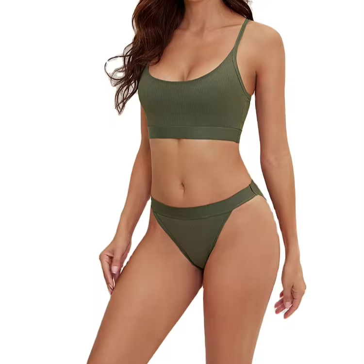 HOT Sales Women Solid Lingerie Set Seamless Cotton Bra And Panty Underwear No Steel Ring Girl Sports Bra And Panties Sets