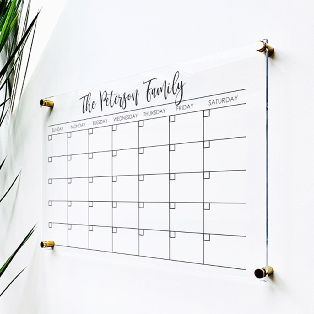 Personalized Modern Large Reusable Acrylic Yearly Wall Calendar Clear Desktop Calendar