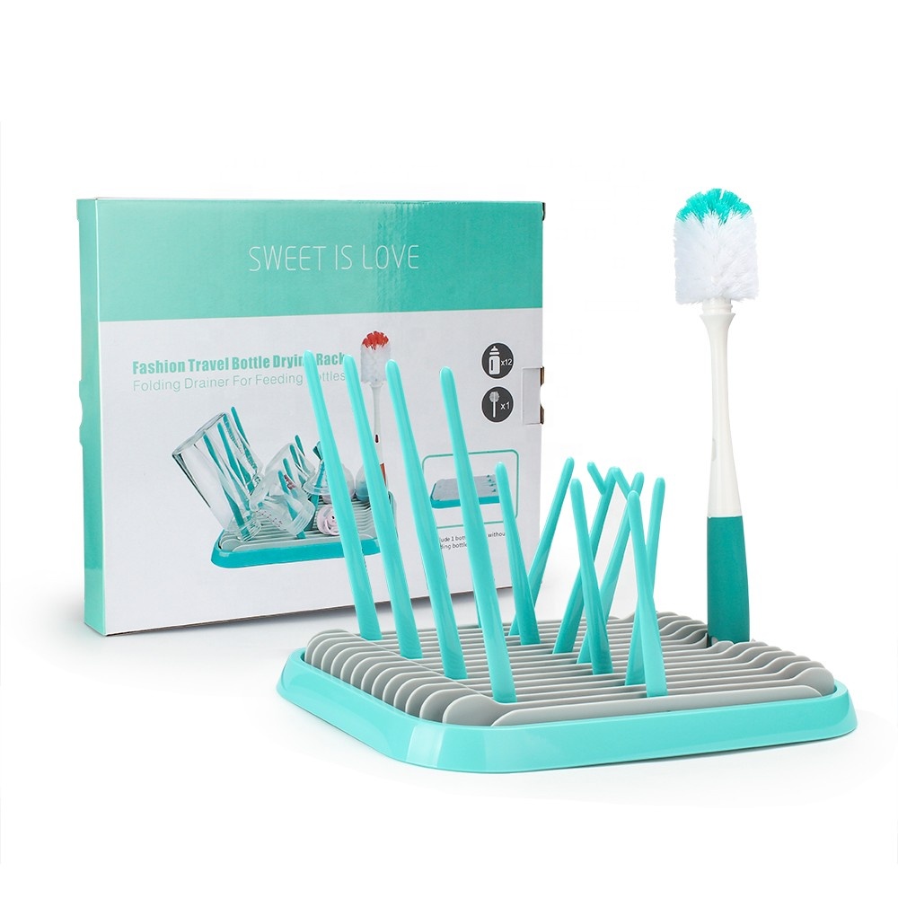 New Hot Selling Vertical Portable Kids Baby Products Feeding Accessories Foldable Kitchen Dryer Bottle Dry Drying Rack