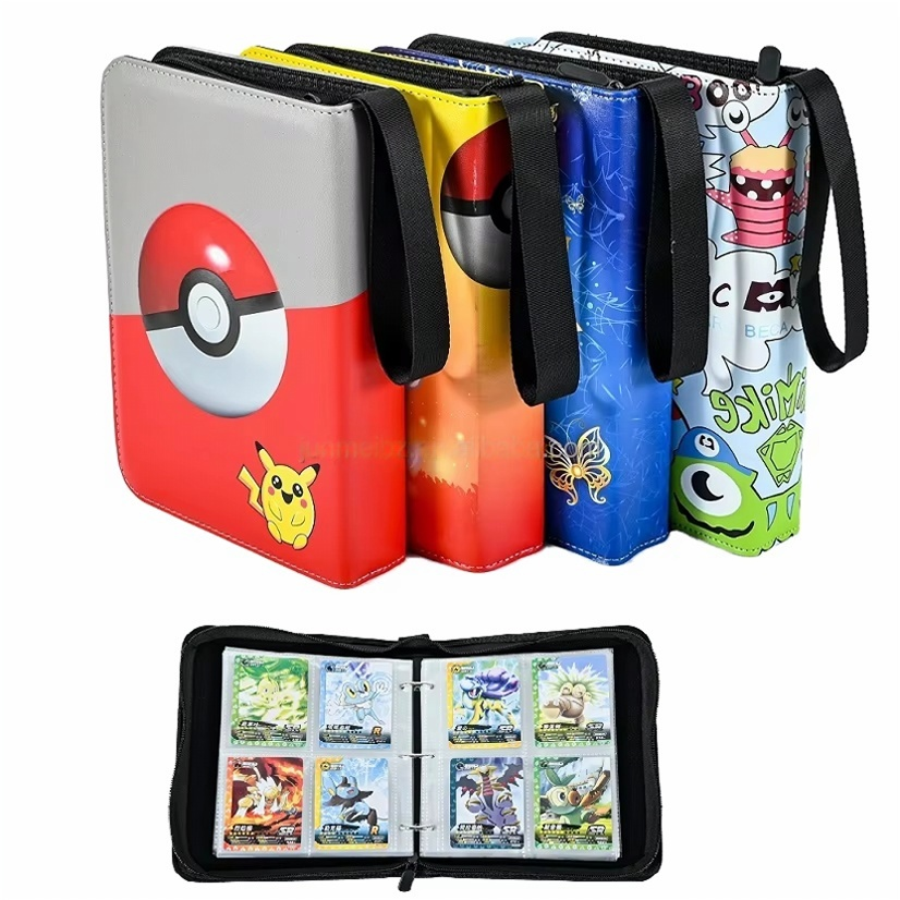MIO 9 Pockets PU Leather Charizard Collector Book Folder Poke Mon Trading Card Game Zipper Collection Case